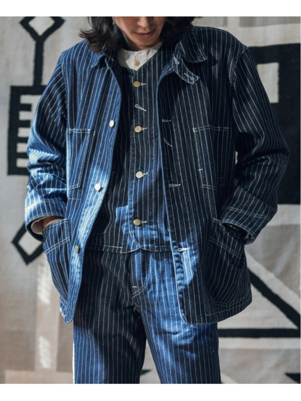 Non Stock Vintage 1930s Wabash Stripe Work Vest Railroad Workwear Jean Waistcoat
